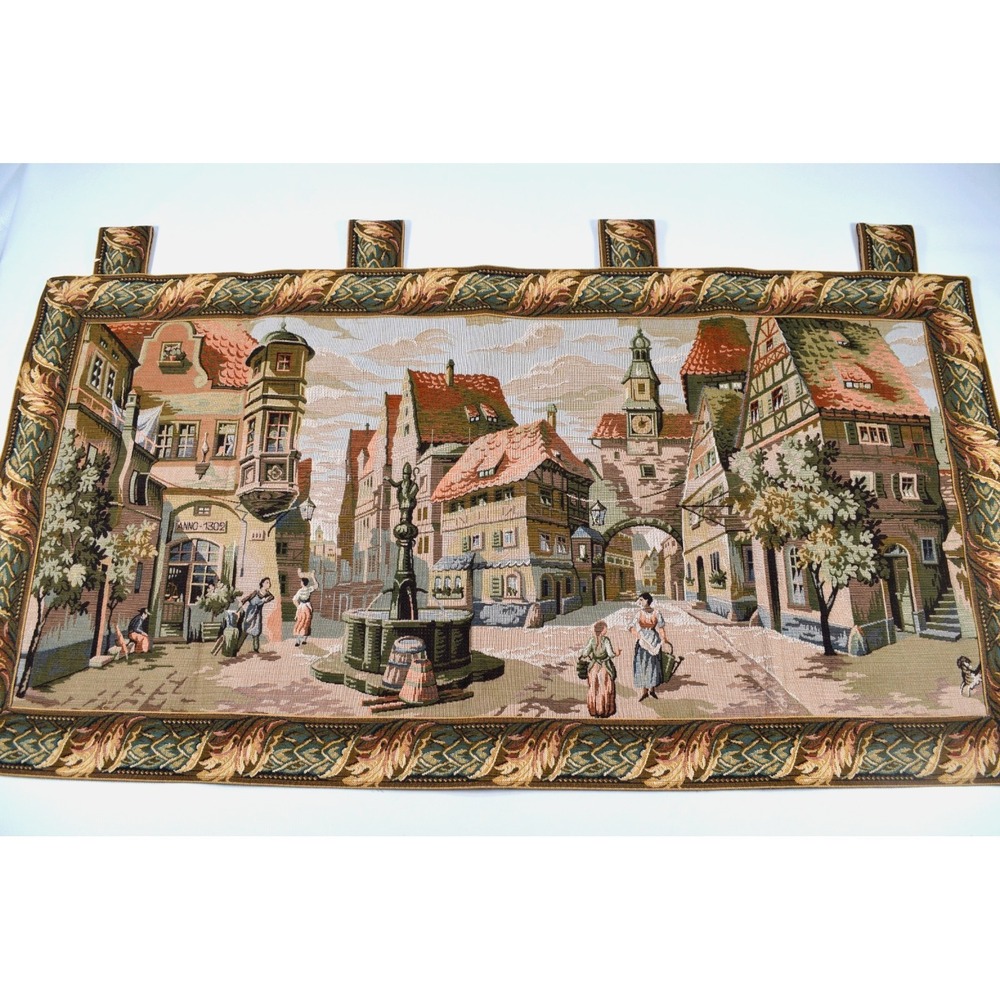 METRAX Belgian Tapestry Wall Hanging 43.5" x 22.5" European Village Beautiful!